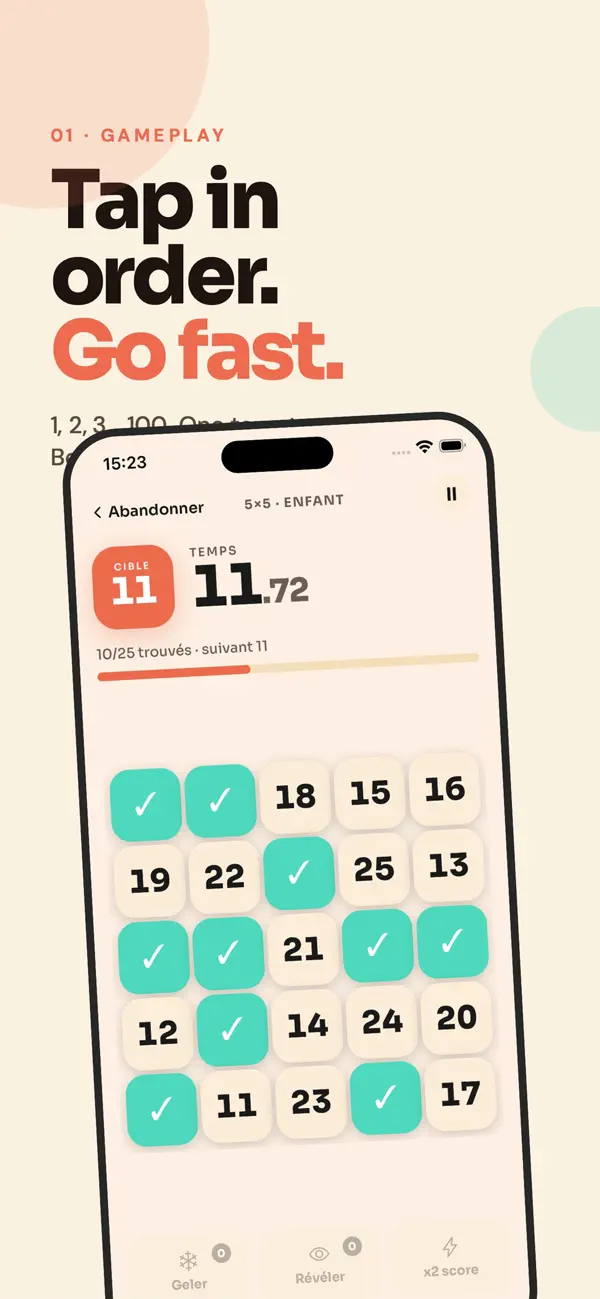 Tap 1-100 : Tap Numbers