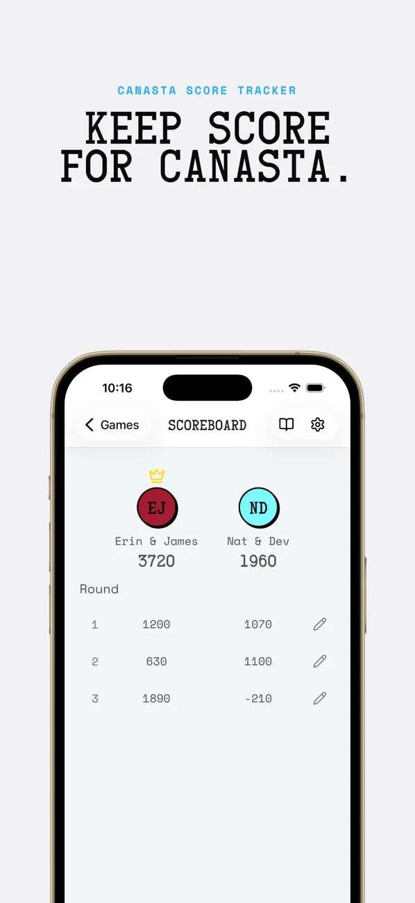 Canasta Score Tracker