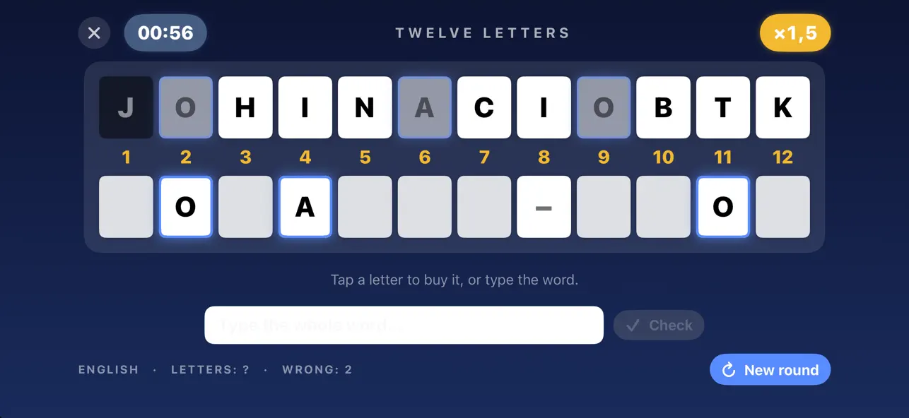 Twelve Letters: Word Puzzle