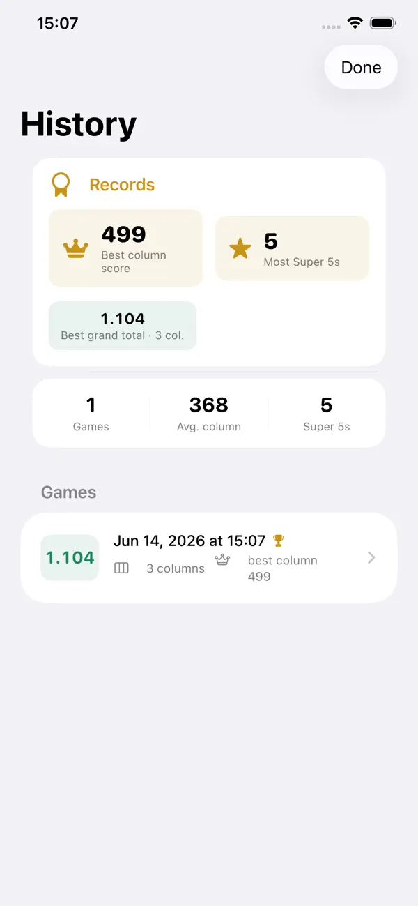 Dice Party: Scorecard