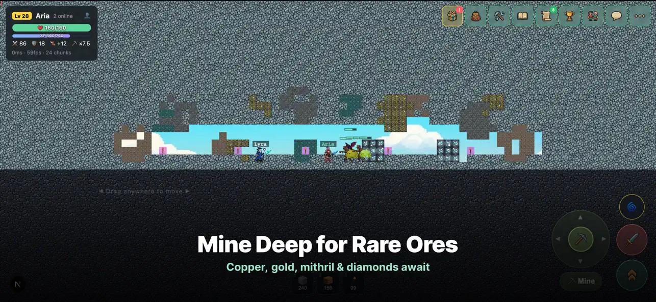 MineMMO: Pixel Sandbox MMO