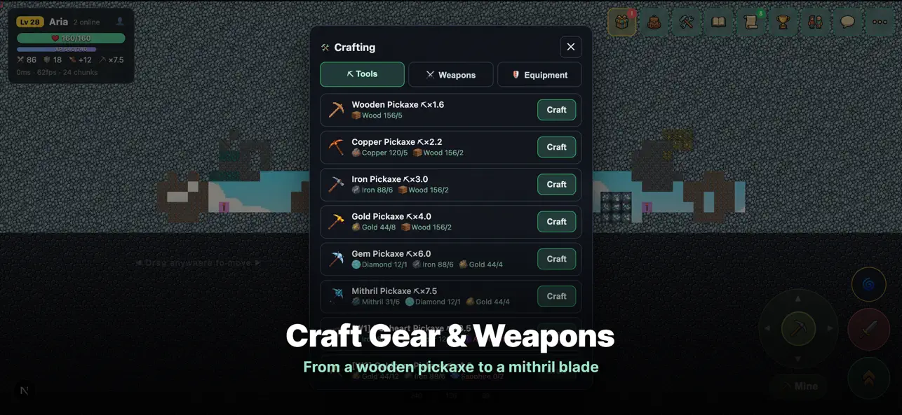 MineMMO: Pixel Sandbox MMO
