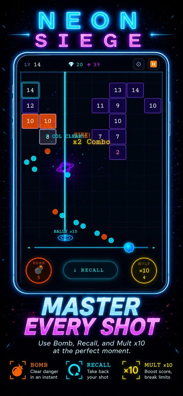 Neon Siege: Brick Breaker
