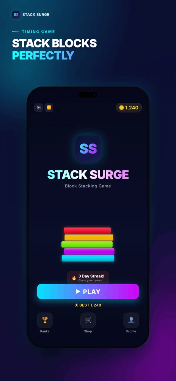 Stack Surge: Block Tower