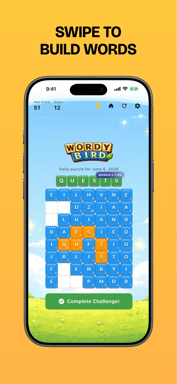 Wordy Bird: Word Swipe Game