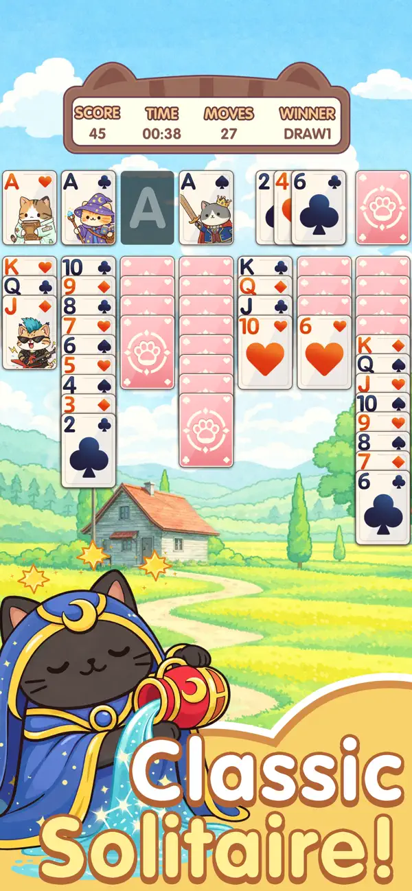 Solitaire Cat Card