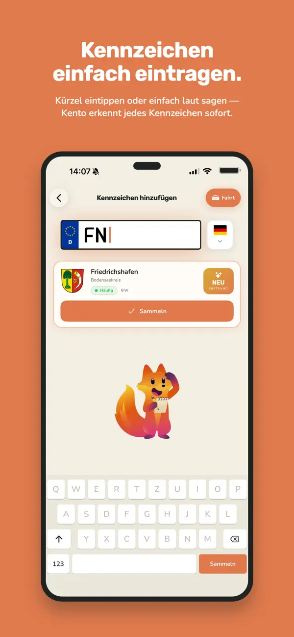 Kento: Kennzeichen sammeln