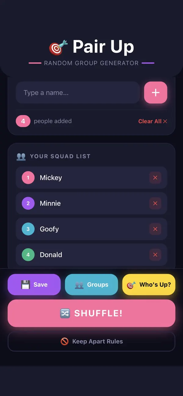 Pair Up-Group Randomizer