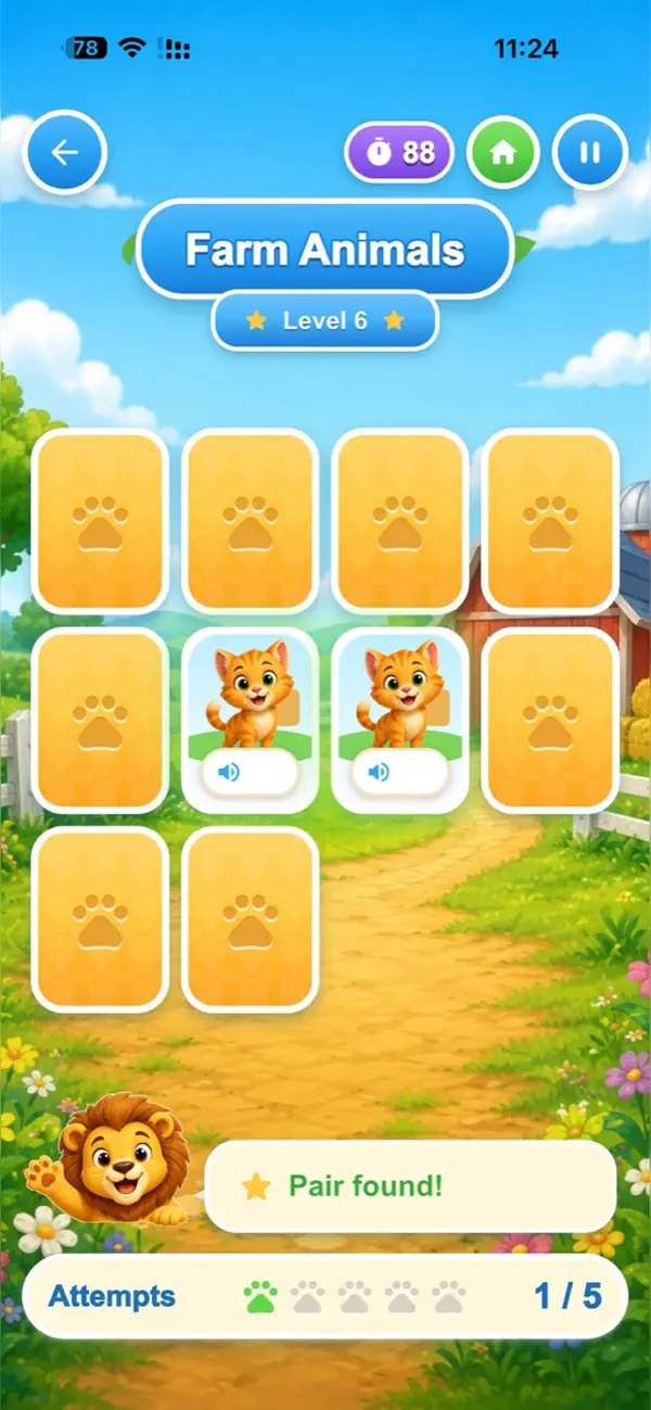 Cute Animal Memory Kids