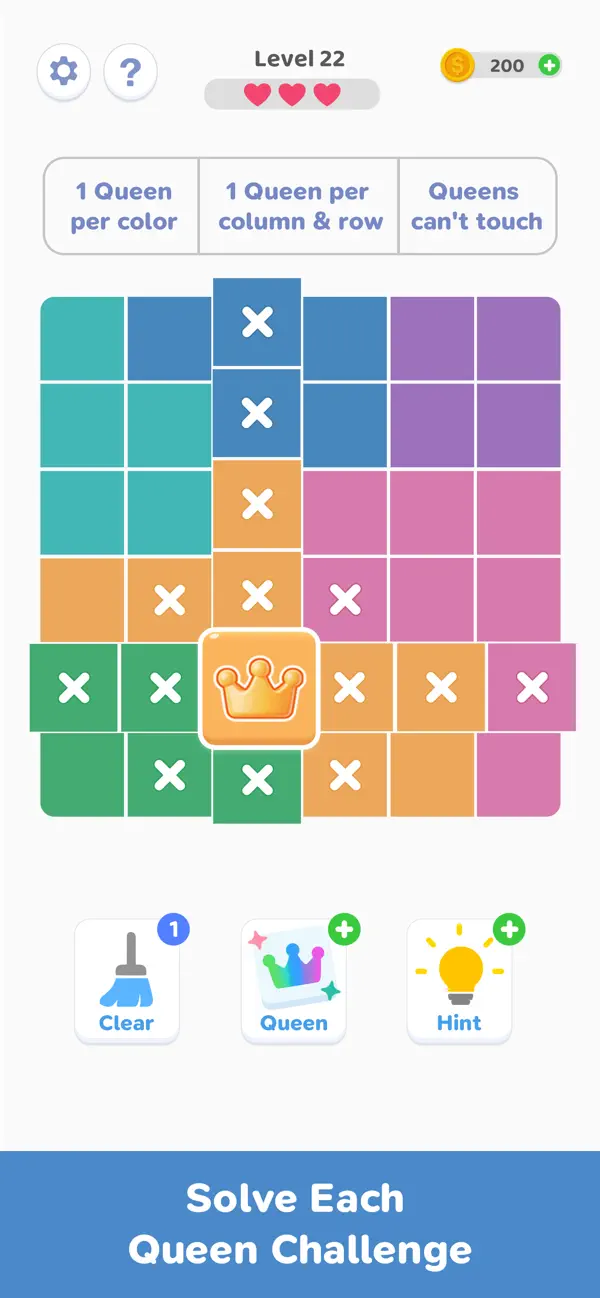 Place Queens - Logic Puzzle