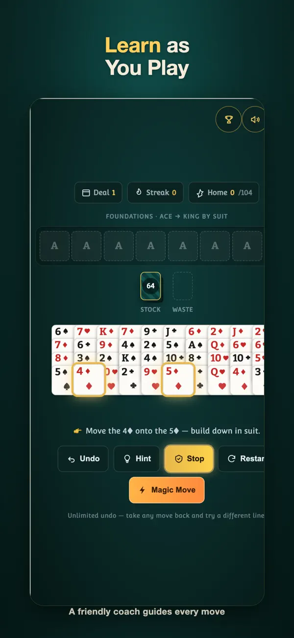 Forty Thieves Solitaire: Coach