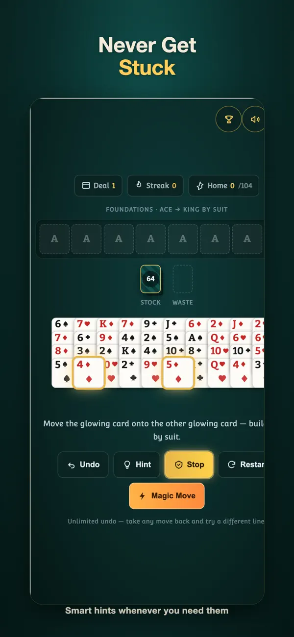 Forty Thieves Solitaire: Coach