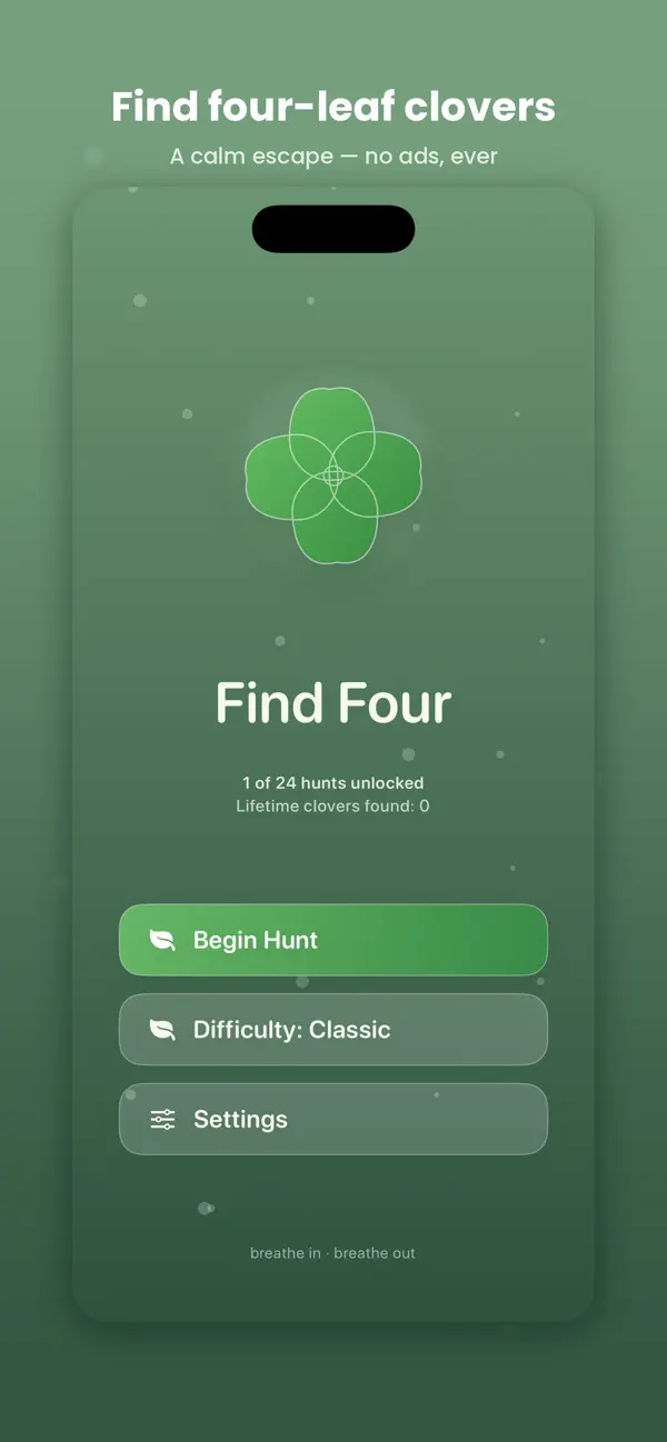 Find Four - Calm Clover Hunt