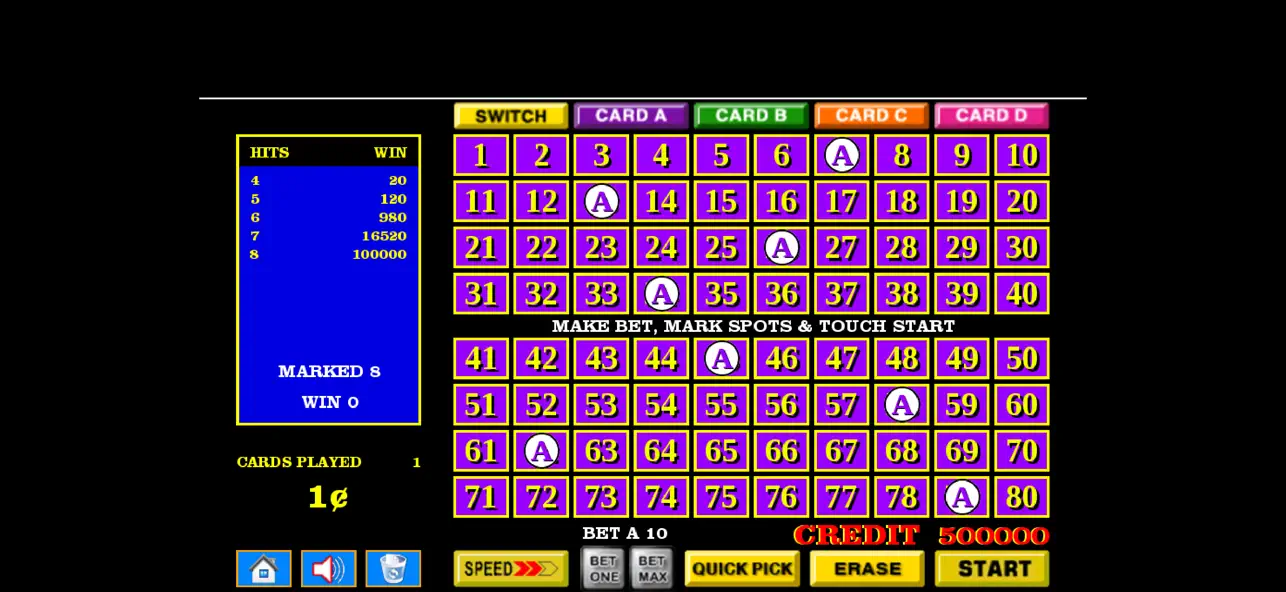 Four-Card Keno - Huge Bets