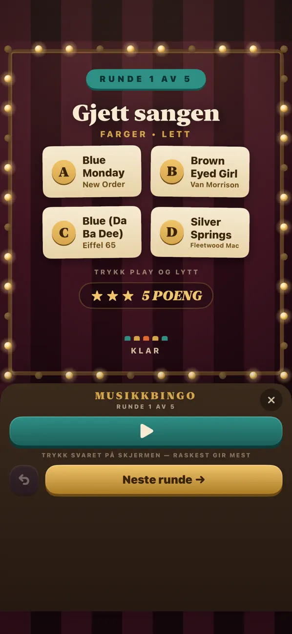 Music Bingo: Saturday Night