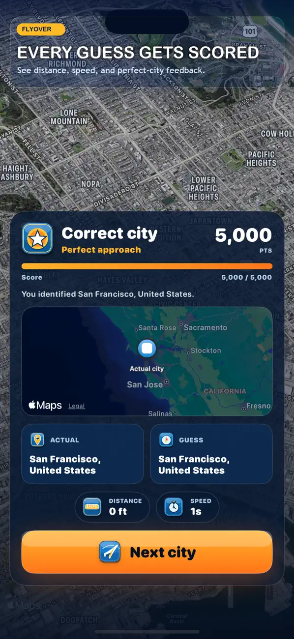 Flyover: City Guessing Game