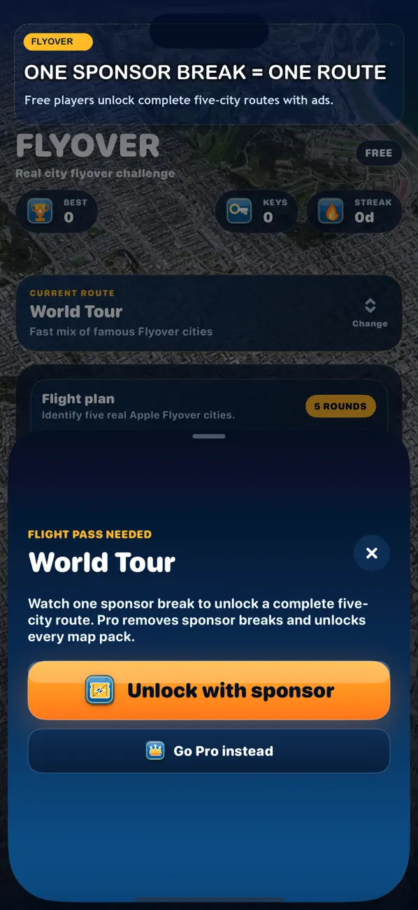 Flyover: City Guessing Game