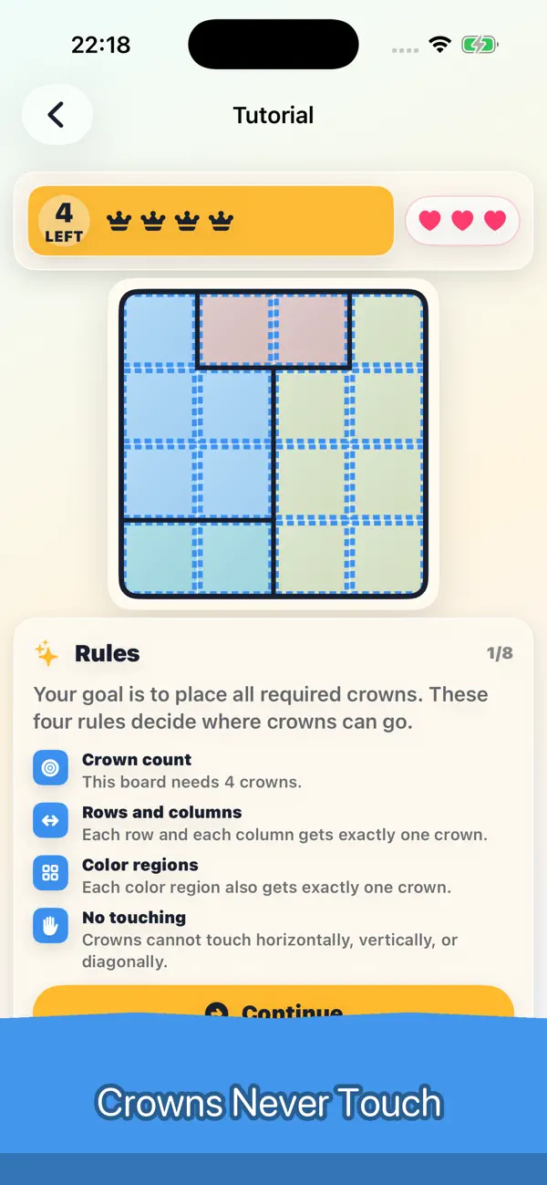 Queens: Crown Logic Puzzle