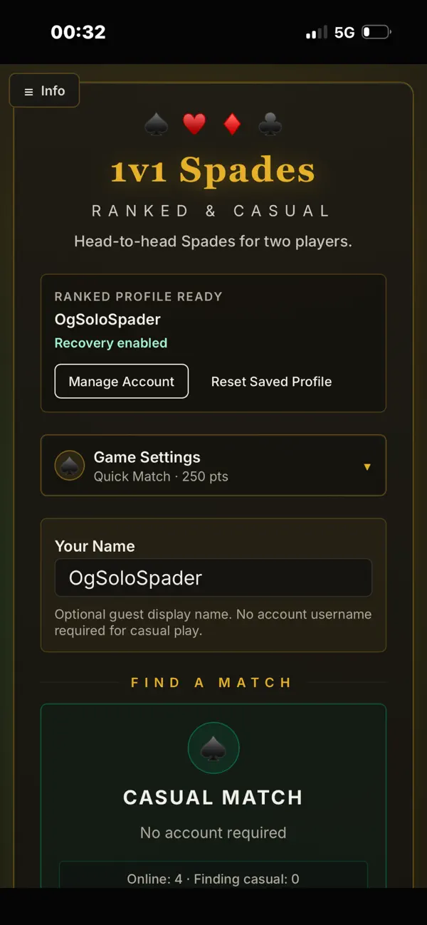 1V1 Spades