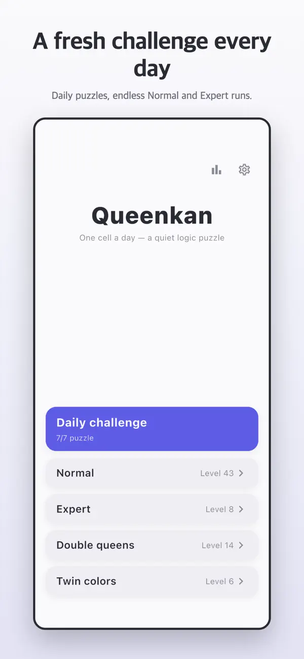 Queenkan — quiet logic puzzle