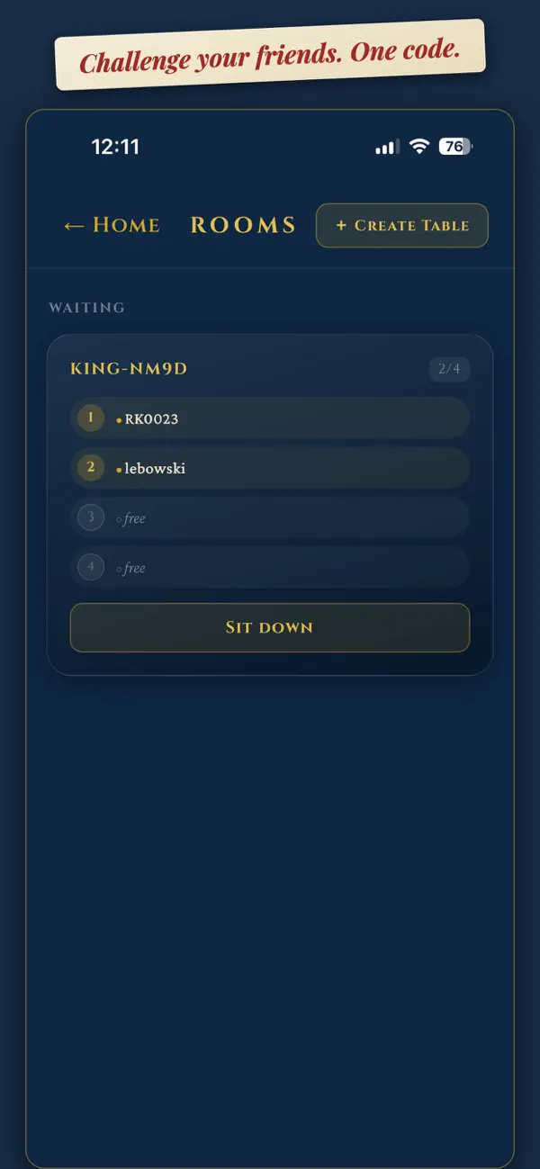 Real King Card Game