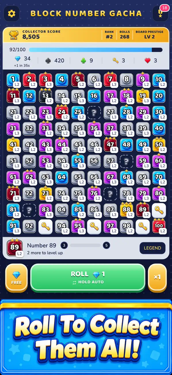Block Number Gacha: Idle Roll!