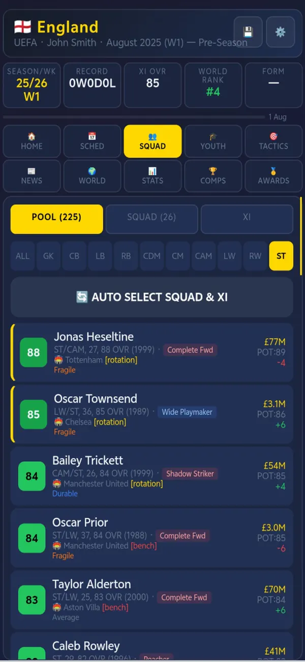 SIM: National Football Manager