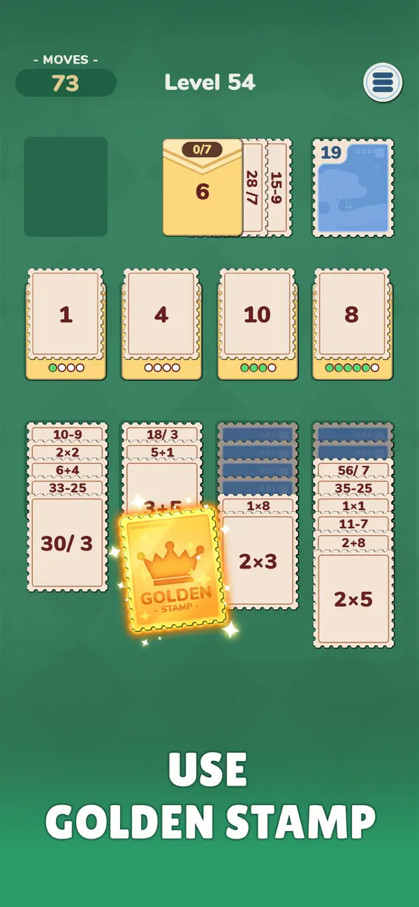 Math Solitaire: Stamp Sort