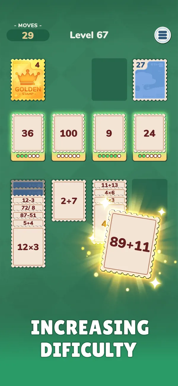 Math Solitaire: Stamp Sort