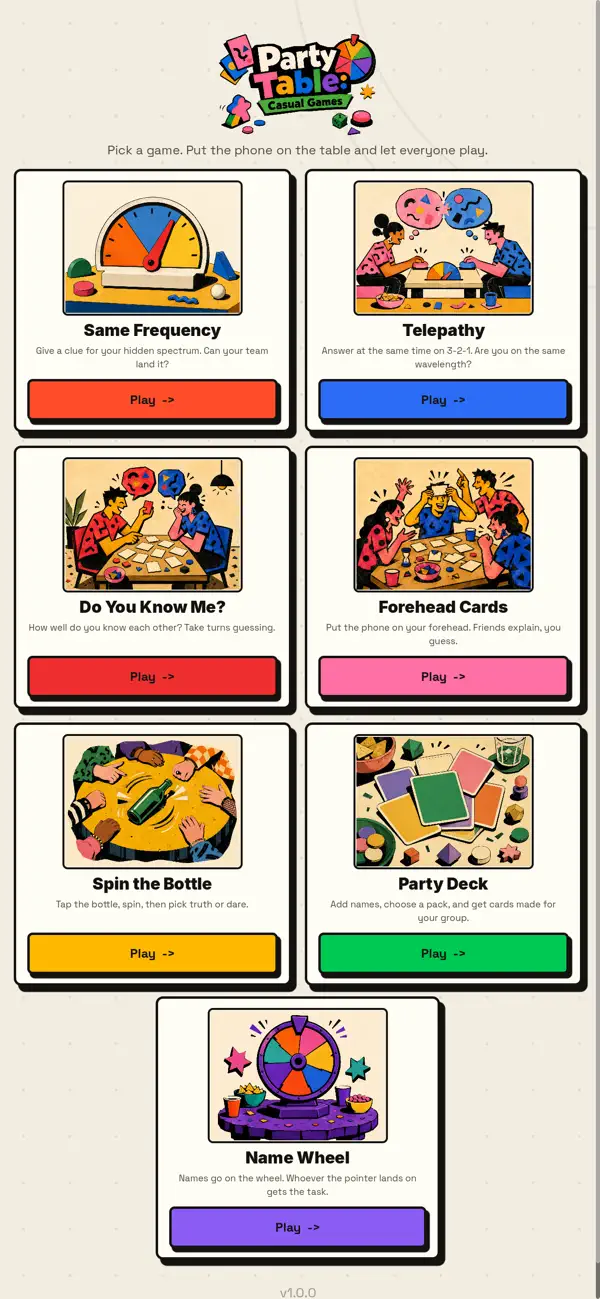 Party Table: Casual Games