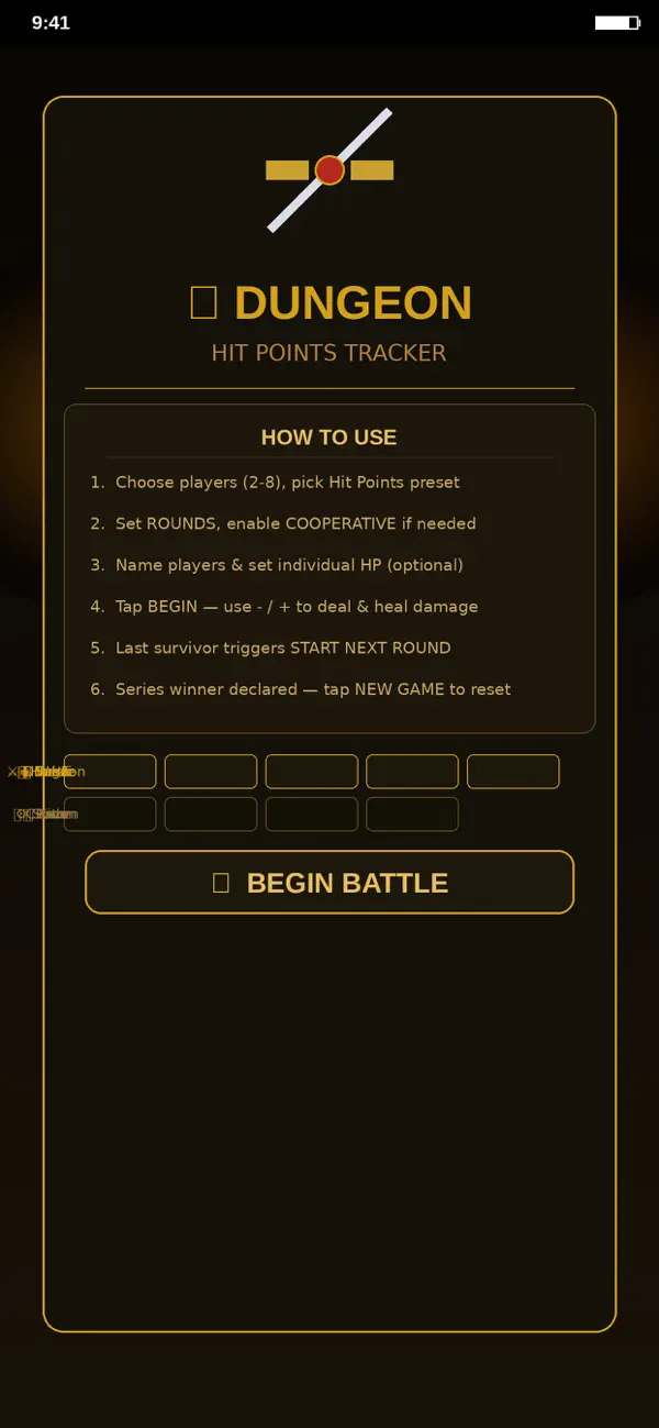 Hit Points Tracker